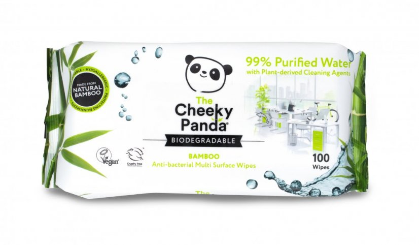 Výhodné balenie ekologických viacúčelových antibakteriálnych utierok The Cheeky Panda - 3 balenia