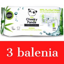 Výhodné balenie ekologických viacúčelových antibakteriálnych utierok The Cheeky Panda - 3 balenia