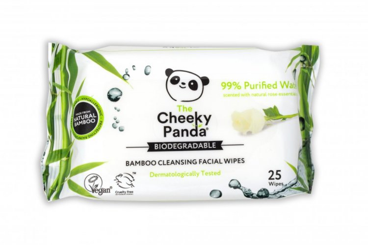 Ekologické čistiace obrúsky na tvár s vôňou ruže The Cheeky Panda 25 ks