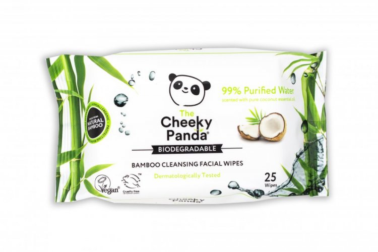 Ekologické čistiace obrúsky na tvár s vôňou kokosu The Cheeky Panda 25 ks