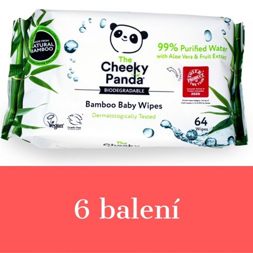 Výhodné balenie ekologických detských obrúskov The Cheeky Panda - 6 balení